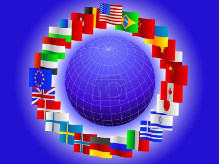 Téléchargez les illustrations : Communication globale. drapeaux du monde, illustration vectorielle. - en licence libre de droit