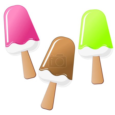Téléchargez les illustrations : Crème glacée en différentes couleurs, illustration vectorielle - en licence libre de droit