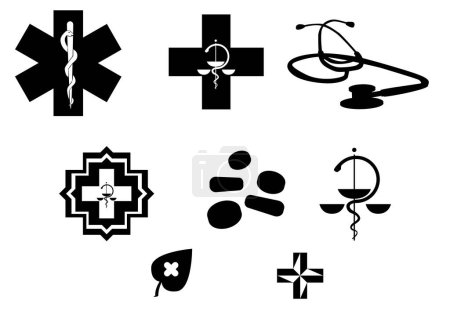 Ilustración de Iconos de la cruz cristiana - vector de ilustración, símbolos - Imagen libre de derechos