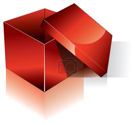 Illustration for 3 d cube with red ribbon - Royalty Free Image