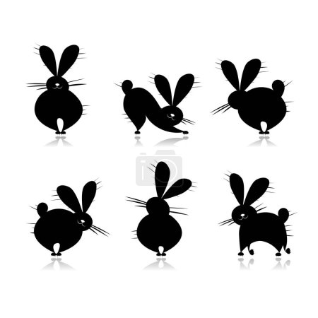 Téléchargez les illustrations : Lapins de Pâques noirs ensemble. illustration vectorielle. - en licence libre de droit