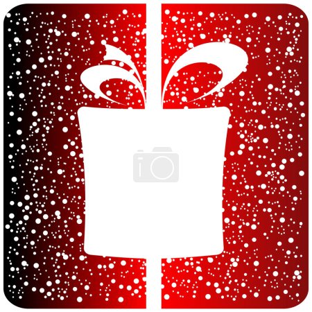 Téléchargez les illustrations : Autocollant carré affligé avec un cadeau de Noël - en licence libre de droit
