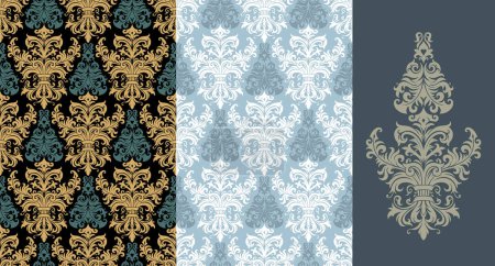 Illustration for Vintage baroque seamless pattern set - Royalty Free Image