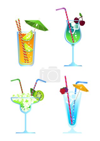 Illustration for Set of cocktails with different drinks. - Royalty Free Image