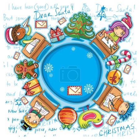 Illustration for Vector hand drawn doodle christmas illustration with frame - Royalty Free Image