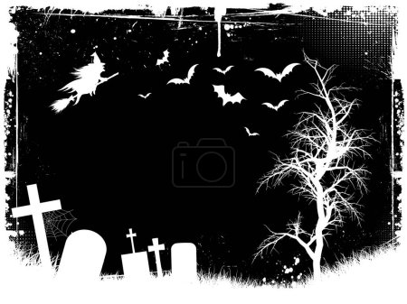 Illustration for Halloween background with scary pumpkins - Royalty Free Image