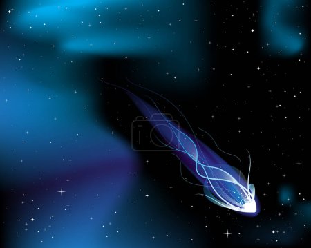 Ilustración de Planetas espaciales y nebulosas en el espacio profundo. - Imagen libre de derechos