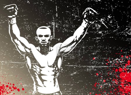 Illustration for Grunge background with a fighter - Royalty Free Image