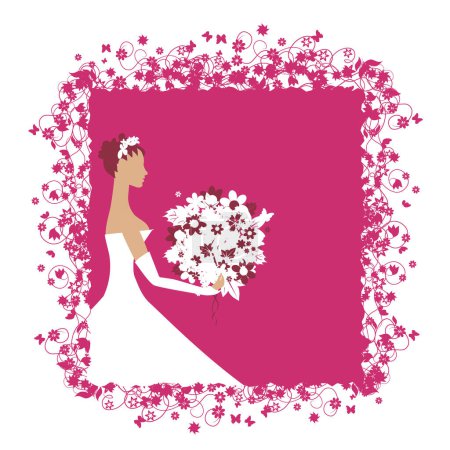 Ilustración de Tarjeta de boda con novia y novio. ilustración vectorial - Imagen libre de derechos