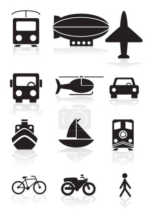 Téléchargez les illustrations : Ensemble d'icônes vectorielles de transport et de transport - en licence libre de droit