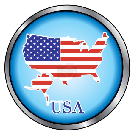 Téléchargez les illustrations : Illustration vectorielle pour les États-Unis, bouton rond. Fonte Didot utilisée
. - en licence libre de droit