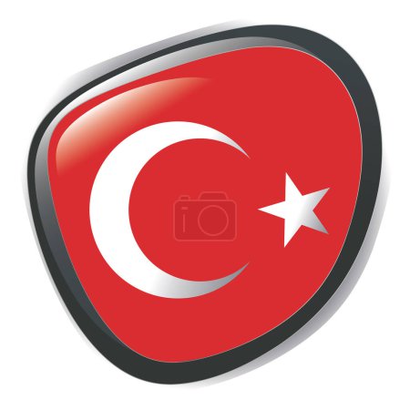 Illustration for Flag of turkey, round icon, vector illustration - Royalty Free Image