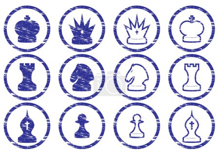 Illustration for Chess game icons set - Royalty Free Image