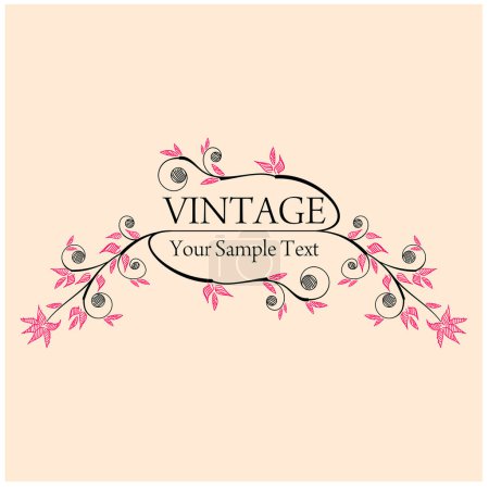 Illustration for Vintage label with flowers - Royalty Free Image