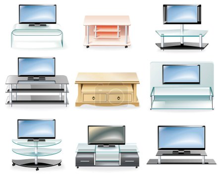 Illustration for Computer monitor, desk, desk, computer, table, monitor, monitor. isolated on white background. 3 d rendering - Royalty Free Image