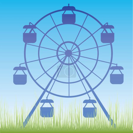 Illustration for Ferris wheel icon in blue color - Royalty Free Image