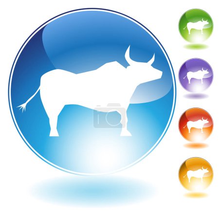 Illustration for Bull web button vector - Royalty Free Image