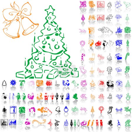 Illustration for Vector set for christmas and new year icons - Royalty Free Image