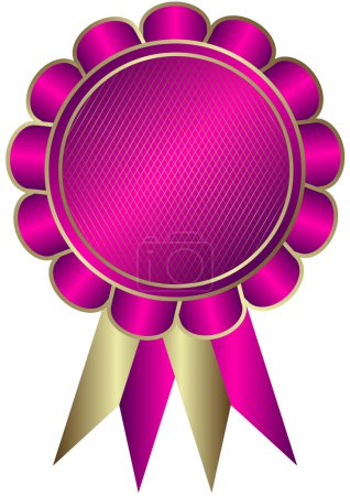 Illustration for Illustration of pink rosette with ribbon on white background - Royalty Free Image
