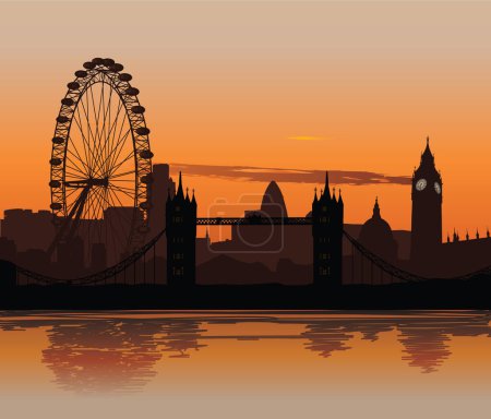 Illustration for Big ben in the sunset, vector illustration - Royalty Free Image