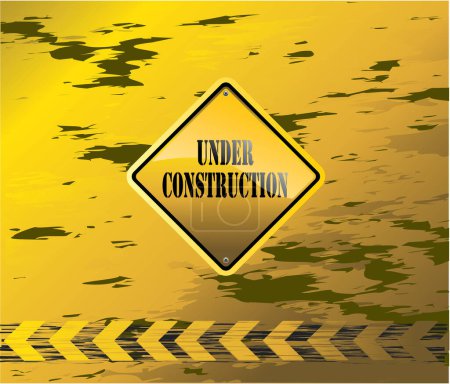 Illustration for Under construction yellow sign, vector illustration - Royalty Free Image