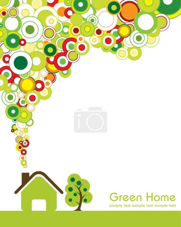 Téléchargez les illustrations : Arbre vert, maison, écologie, environnement, respectueux de l'environnement - en licence libre de droit