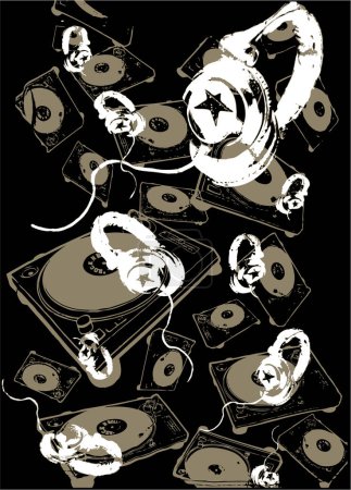 Illustration for Vinyl record with music symbols vector illustration - Royalty Free Image