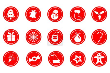 Ilustración de Iconos de Navidad sobre fondo blanco. Ilustración vectorial - Imagen libre de derechos