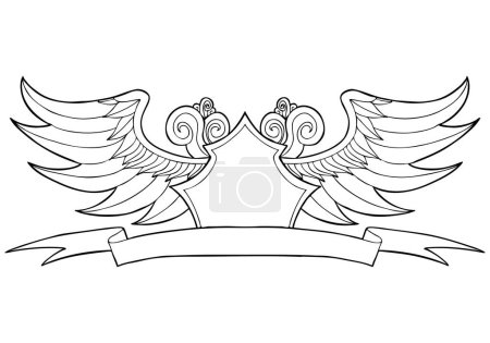 Téléchargez les illustrations : Armoiries héraldiques avec ailes - en licence libre de droit