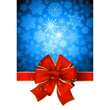 Téléchargez les illustrations : Boîte cadeau de Noël avec flocons de neige et arc - en licence libre de droit