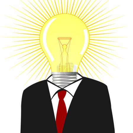 Ilustración de Hombre de negocios con bombilla, vector - Imagen libre de derechos