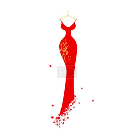 Illustration for Red dress on a white background - Royalty Free Image