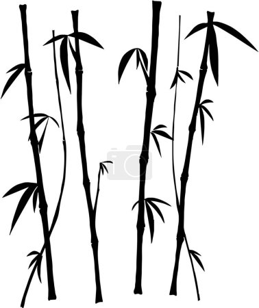 Téléchargez les illustrations : Jeu vectoriel de silhouettes en bambou, illustration vectorielle design simple - en licence libre de droit