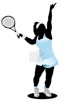 Ilustración de Jugador femenino jugando tenis vector ilustración - Imagen libre de derechos
