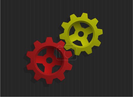 Illustration for Gear sign illustration. vector. red icon with soft green on a gray background. - Royalty Free Image