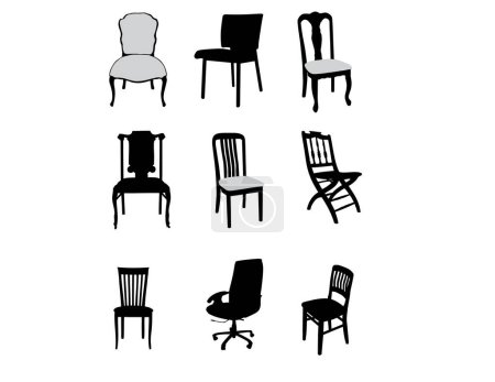 Illustration for Vector illustration of furniture set with chairs - Royalty Free Image