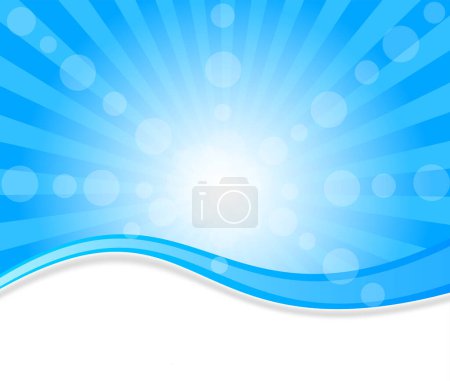 Illustration for Blue background with waves and rays - Royalty Free Image