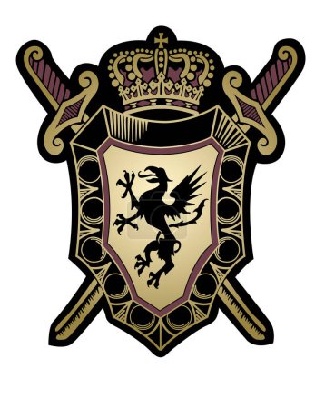 Ilustración de Escudo heráldico con brazos y cresta - Imagen libre de derechos