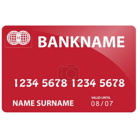 Illustration for Red plastic bank card, vector illustration - Royalty Free Image