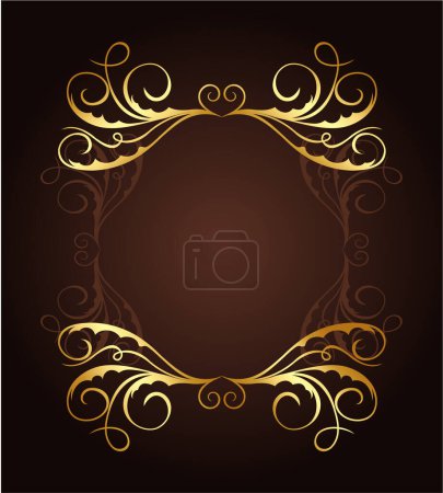 Ilustración de Vector marco dorado con adorno para el diseño - Imagen libre de derechos