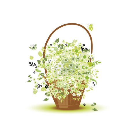Téléchargez les illustrations : Composition florale vectorielle avec fleurs de jardin de printemps. - en licence libre de droit