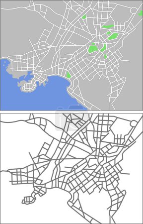 Téléchargez les illustrations : Carte vectorielle de la ville avec les routes de l'Italie - en licence libre de droit