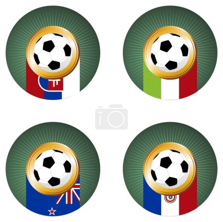 Ilustración de Pelota de fútbol con banderas en el fondo - Imagen libre de derechos