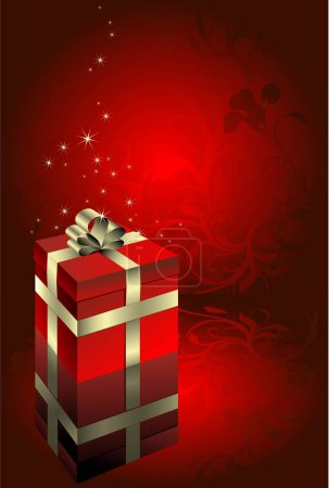 Illustration for Gift box, red ribbon and bow - Royalty Free Image