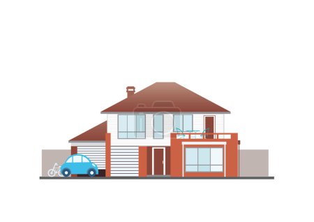 Ilustración de Casa con coche y coche icono de diseño de vectores - Imagen libre de derechos