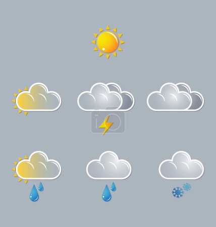 Illustration for Set of icons with the weather icons - Royalty Free Image