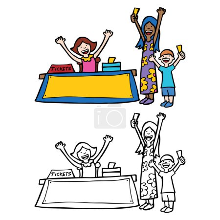 Ilustración de Niños felices jugando y saltando con alegría. - Imagen libre de derechos