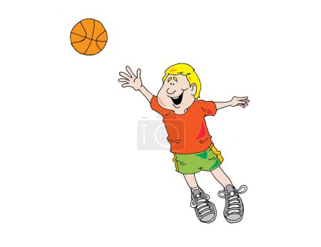 Téléchargez les illustrations : Joueur de basket en illustration de dessin animé - en licence libre de droit