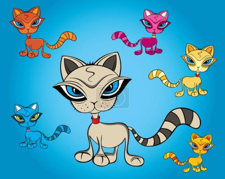 Illustration for Cartoon cat and kitten - Royalty Free Image