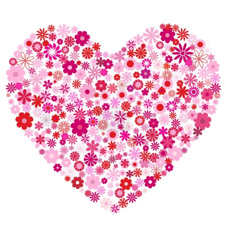 Illustration for Heart with flowers. vector. - Royalty Free Image
